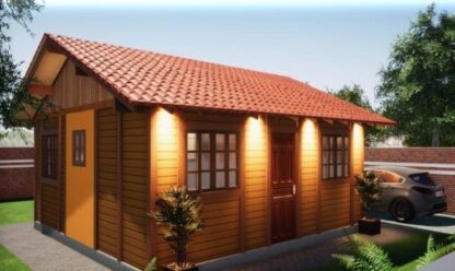 casa chale de madeira pre moldada projeto lavras 36m2