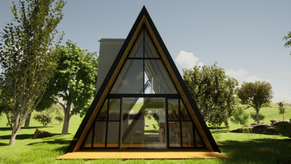 Chale Suico Aframe 75m2 vidro cabana casa suica