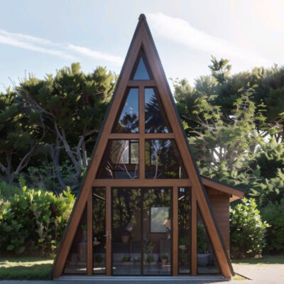 KIT Chalé Suíço A-FRAME 46m² Dois Andares – Madeira Maciça – COD04