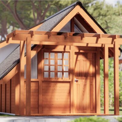 Kit Chalé Pré Fabricado Em Madeira 15M² + 4,5M² De Deck Pergolado