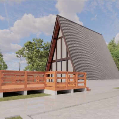 Chalé Pré Fabricado 1 Quarto 53M² + 40M² De Deck - Kit São Paulo