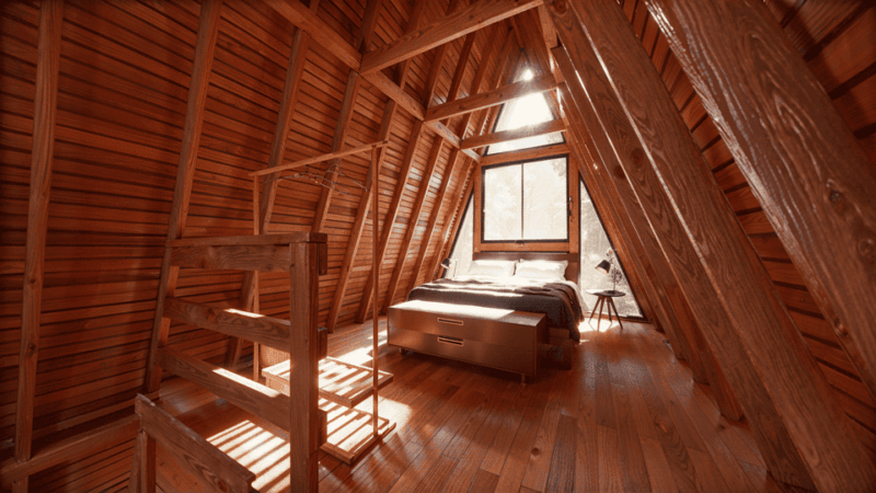 Kit Chalé Suíço A-Frame 82M² Dois Andares – Madeira Maciça – Cod11 - Image 5