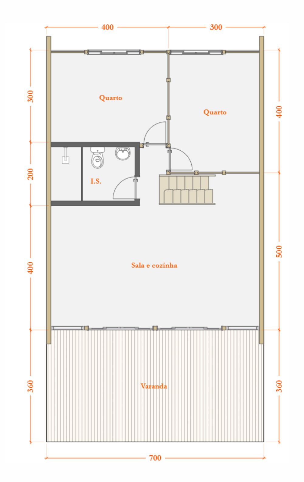 Chalé Pré Fabricado 3 quartos 86m² + 25m² de deck - Kit Ribeirão do Pinhal 7 Chalé Pré Fabricado 3 Quartos 86M² + 25M² De Deck - Kit Ribeirão Do Pinhal - Imagem 7