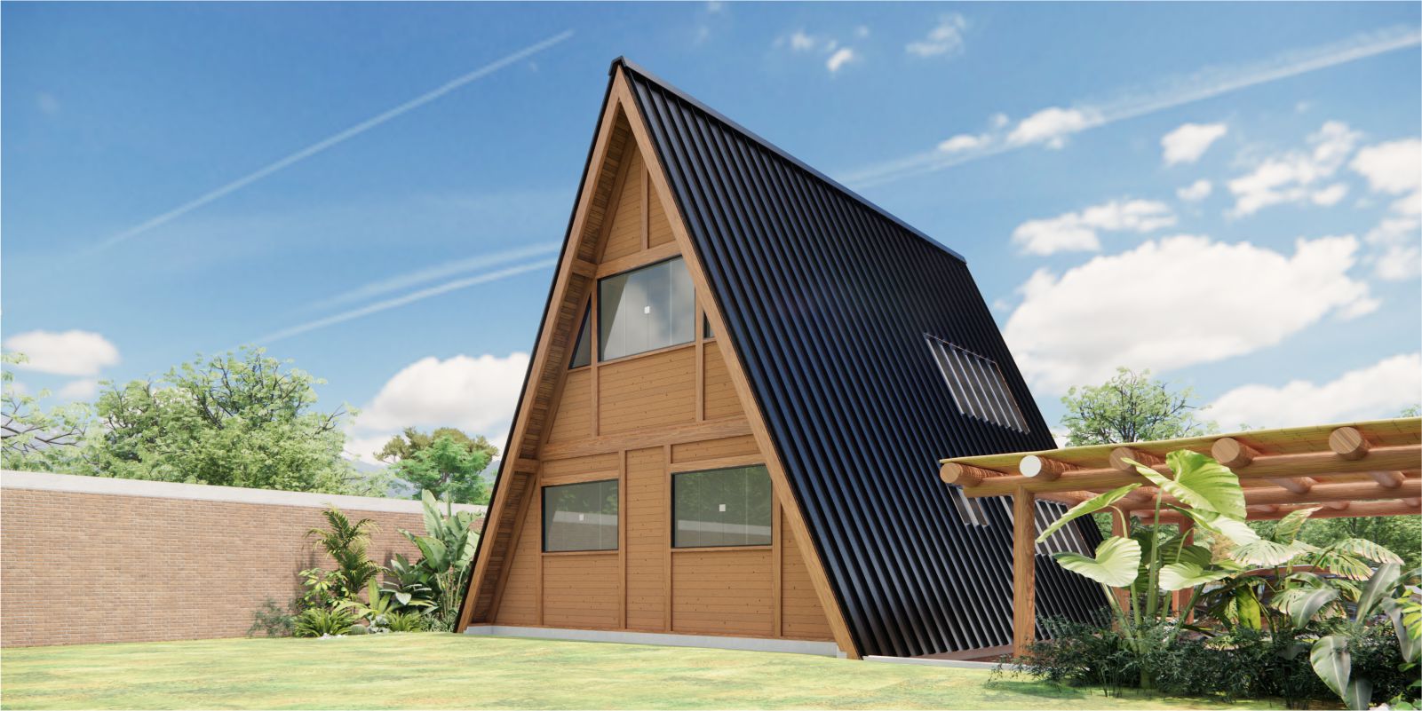 Chalé Pré Fabricado 3 quartos 86m² + 25m² de deck - Kit Ribeirão do Pinhal 3 Chalé Pré Fabricado 3 Quartos 86M² + 25M² De Deck - Kit Ribeirão Do Pinhal - Imagem 3