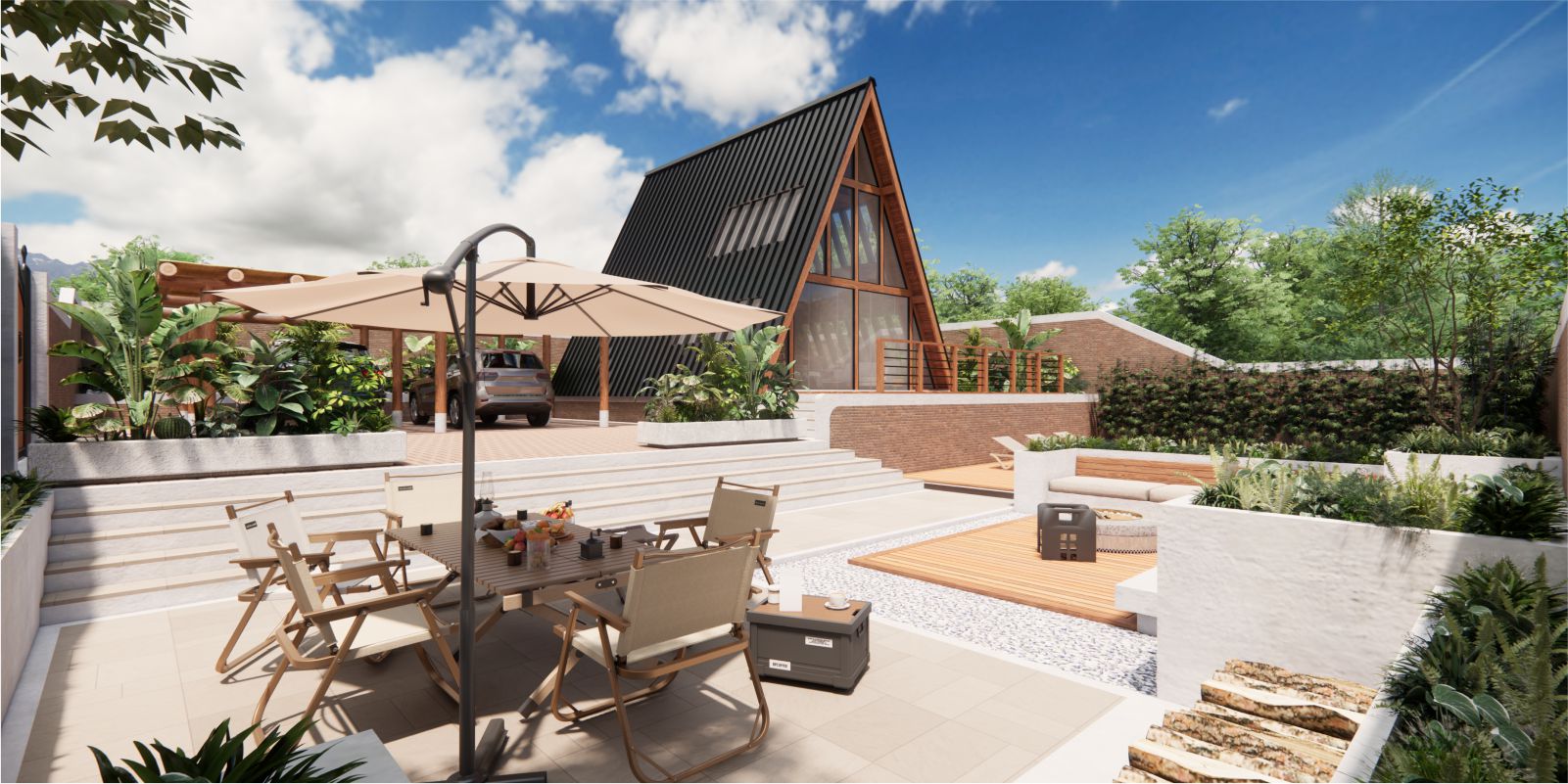 Chalé Pré Fabricado 3 quartos 86m² + 25m² de deck - Kit Ribeirão do Pinhal 2 Chalé Pré Fabricado 3 Quartos 86M² + 25M² De Deck - Kit Ribeirão Do Pinhal - Imagem 2