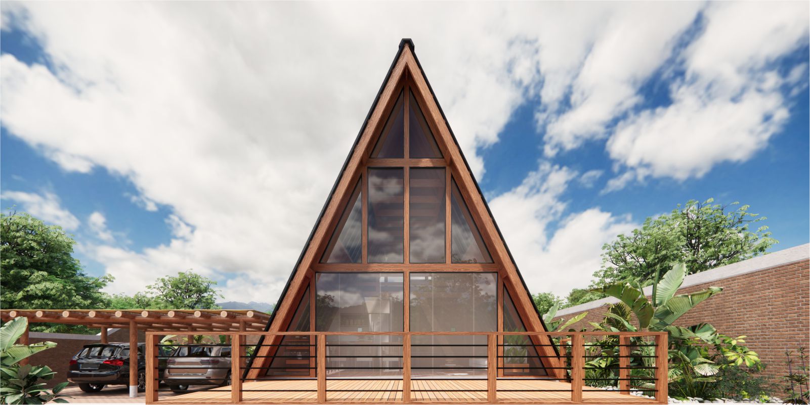 Chalé Pré Fabricado 3 quartos 86m² + 25m² de deck - Kit Ribeirão do Pinhal 1 Chalé Pré Fabricado 3 Quartos 86M² + 25M² De Deck - Kit Ribeirão Do Pinhal