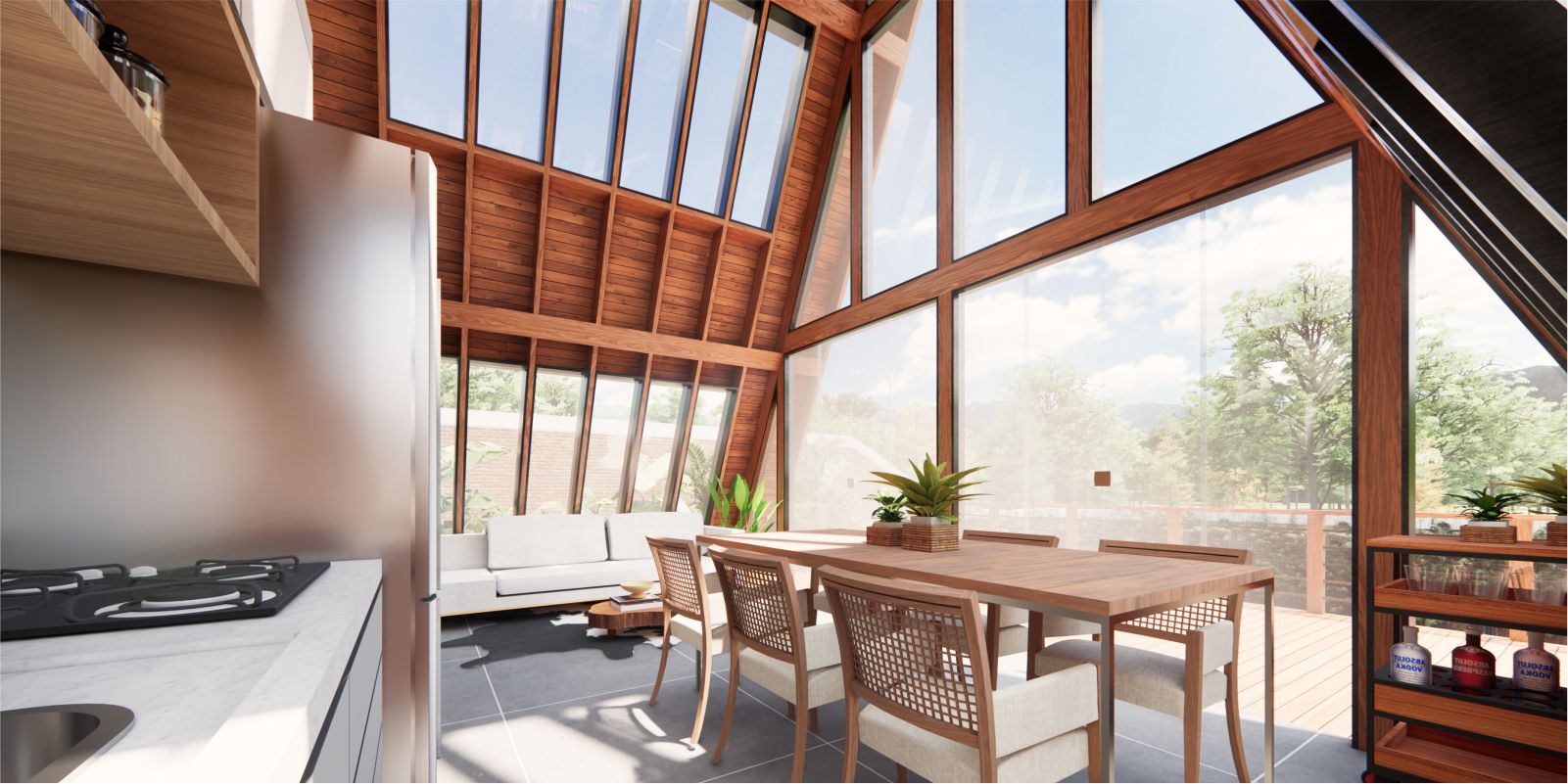 Chalé Pré Fabricado 3 quartos 86m² + 25m² de deck - Kit Ribeirão do Pinhal 4 Chalé Pré Fabricado 3 Quartos 86M² + 25M² De Deck - Kit Ribeirão Do Pinhal - Imagem 4